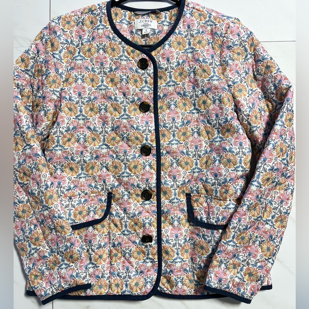 J Crew Quilted puffer lady jacket in Liberty Honeysuckle floral with PrimaLoft 2